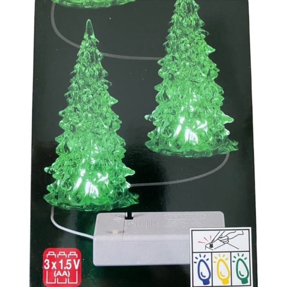 Lemax 3 Color Changing Christmas Village Trees Set of 4 Blue Green Clear - Picture 7 of 9